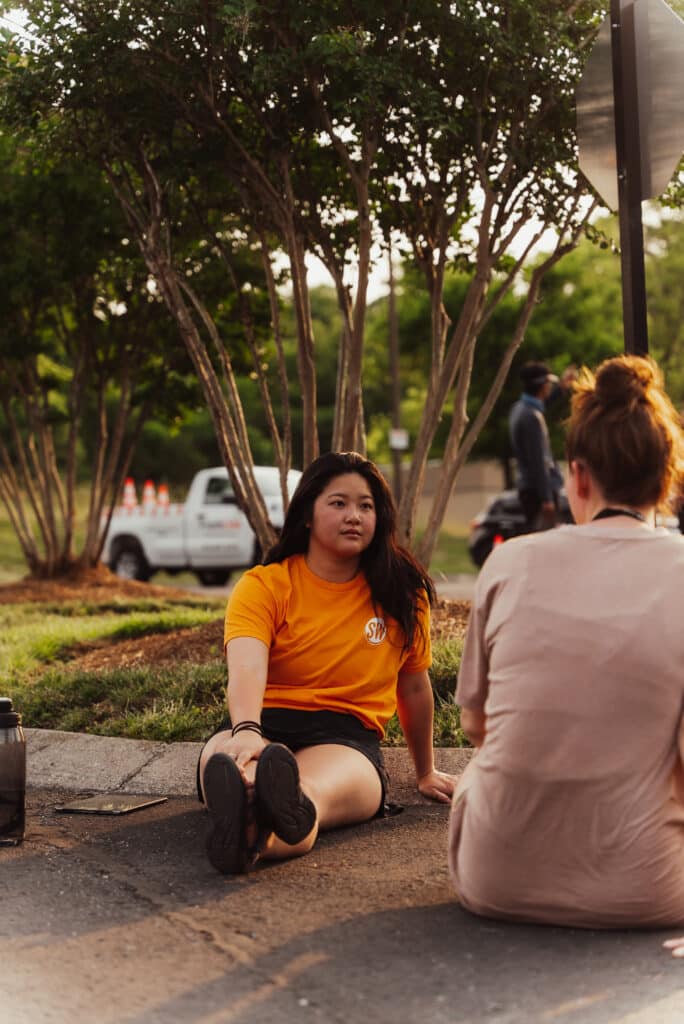 Recruiter speaking to a potential new member.